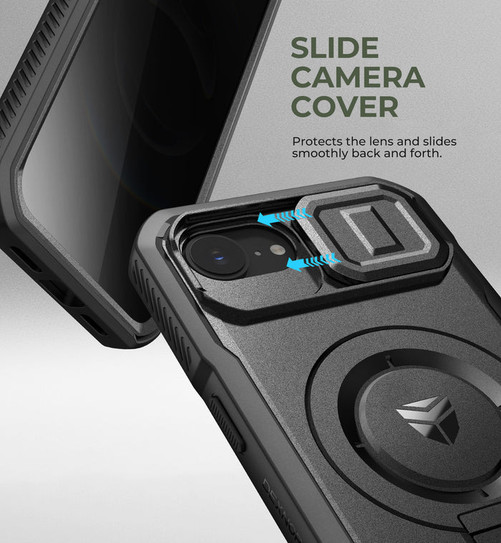 Dexnor Armor Shield MagSafe Case iPhone 16e With Slide Camera Cover - Black