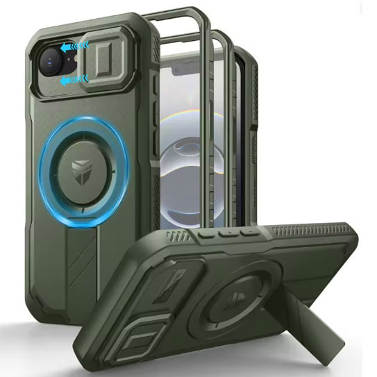 Dexnor Armor Shield MagSafe Case iPhone 16e With Slide Camera Cover - Green