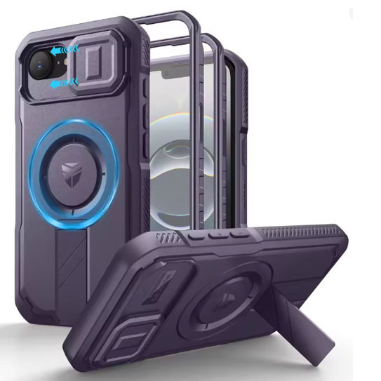 Dexnor Armor Shield MagSafe Case iPhone 16e With Slide Camera Cover - Purple