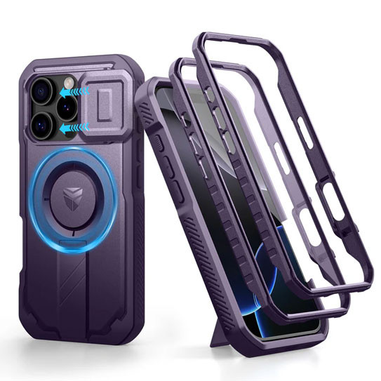Dexnor Durable Case iPhone 15 Pro Max with Slide Camera Cover - Purple