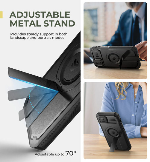 Dexnor Durable Case iPhone 15 with Slide Camera Cover - Black