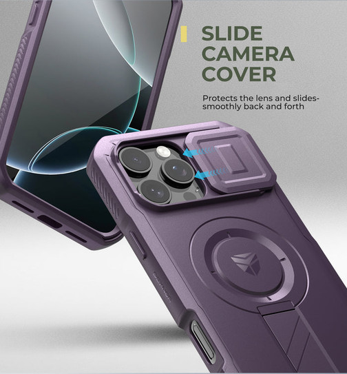 Dexnor Durable Case iPhone 14 Pro Max with Slide Camera Cover - Purple