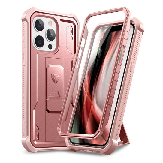 Dexnor Durable Case iPhone 13 Pro Max with Adjustable Kickstand- Pink