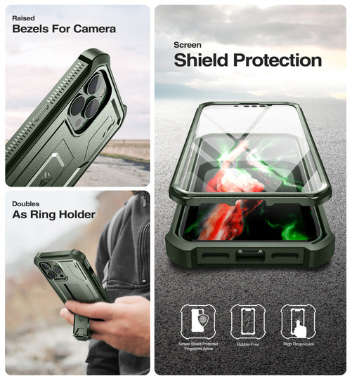 Dexnor Durable Case iPhone 13 Pro Max with Adjustable Kickstand - Green