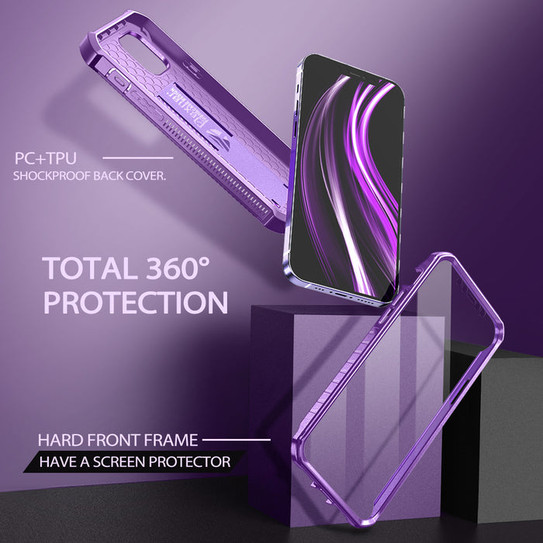 Dexnor Durable Case iPhone 12 Pro with Adjustable Kickstand - Purple