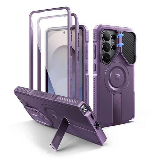 Dexnor Rugged Armor MagSafe Case Samsung Galaxy S26 Ultra With Camera Cover - Purple