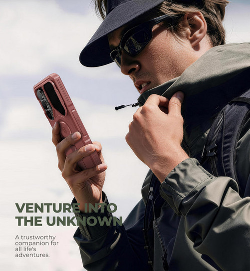 Dexnor Rugged Armor MagSafe Case Samsung Galaxy S26 Ultra With Camera Cover - Red