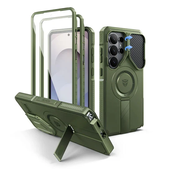 Dexnor Rugged Armor MagSafe Case Samsung Galaxy S26 Ultra With Camera Cover - Green