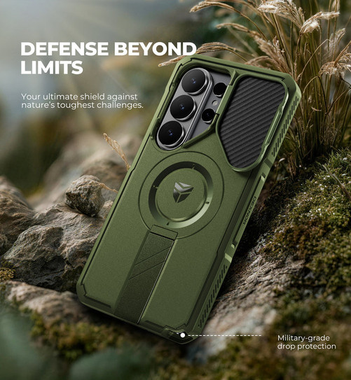 Dexnor Rugged Armor MagSafe Case Samsung Galaxy S26 Ultra With Camera Cover - Green