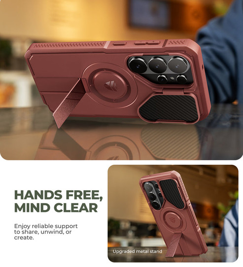 Dexnor Rugged Armor MagSafe Case Samsung Galaxy S25 Ultra With Camera Cover - Red