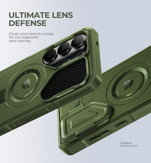 Dexnor Rugged Armor MagSafe Case Samsung Galaxy S25 Ultra With Camera Cover - Green