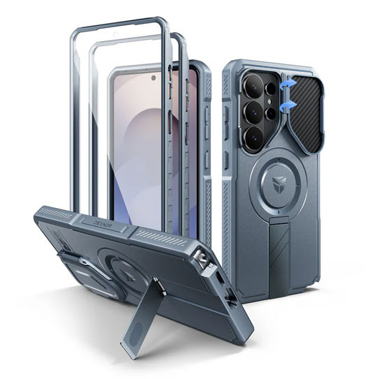 Dexnor Rugged Armor MagSafe Case Samsung Galaxy S25 Ultra With Camera Cover - Blue