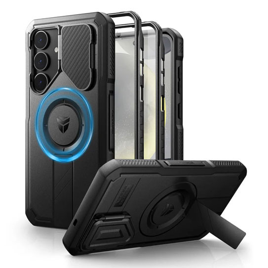 Dexnor Rugged Armor MagSafe Case Samsung Galaxy S25+ Plus With Camera Cover - Black