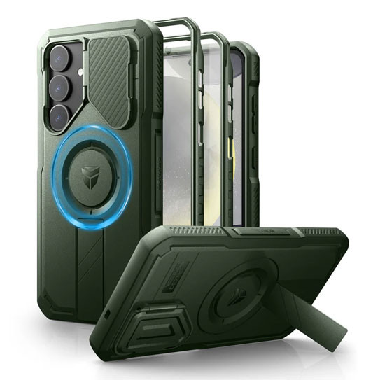 Dexnor Rugged Armor MagSafe Case Samsung Galaxy S25+ Plus With Camera Cover - Green