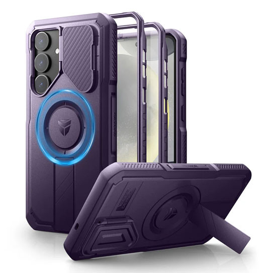 Dexnor Rugged Armor MagSafe Case Samsung Galaxy S25+ Plus With Camera Cover - Purple