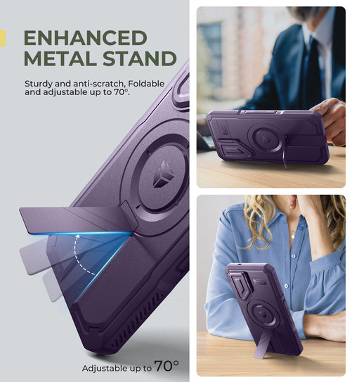 Dexnor Rugged Armor MagSafe Case Samsung Galaxy S25+ Plus With Camera Cover - Purple