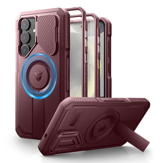 Dexnor Rugged Armor MagSafe Case Samsung Galaxy S25 With Camera Cover - Red