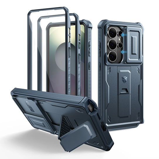 Dexnor Armor Shield Case Samsung Galaxy S25 Ultra With Slide Camera Cover - Blue