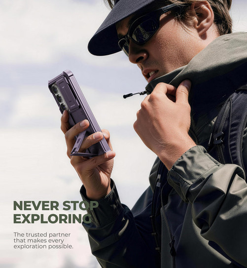 Dexnor Armor Shield Case Samsung Galaxy S25 Ultra With Slide Camera Cover - Purple