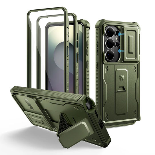 Dexnor Armor Shield Case Samsung Galaxy S25 Ultra With Slide Camera Cover - Green