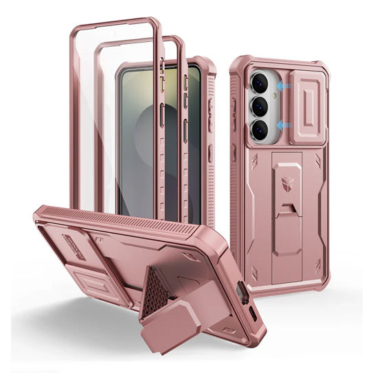 Dexnor Armor Shield Case Samsung Galaxy S25+ Plus With Slide Camera Cover - Pink