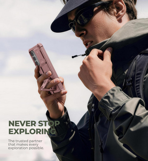 Dexnor Armor Shield Case Samsung Galaxy S25+ Plus With Slide Camera Cover - Pink