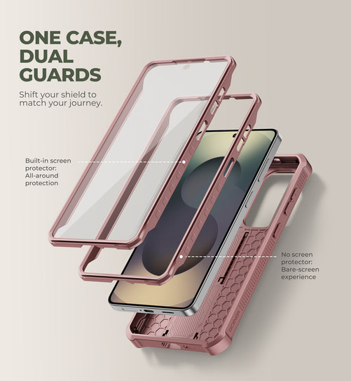 Dexnor Armor Shield Case Samsung Galaxy S25+ Plus With Slide Camera Cover - Pink