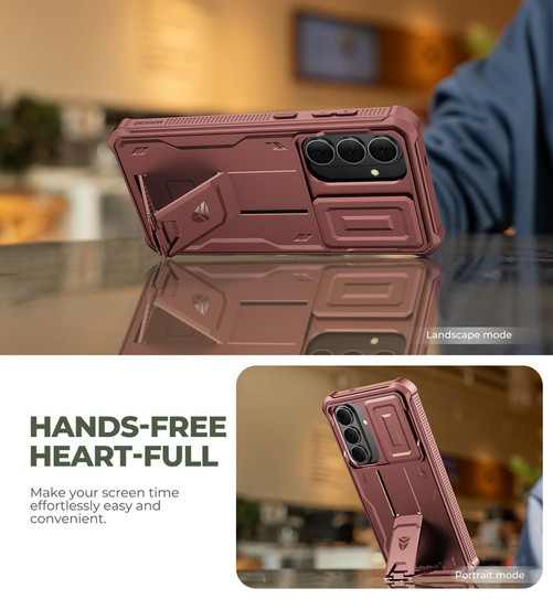 Dexnor Armor Shield Case Samsung Galaxy S25+ Plus With Slide Camera Cover - Red