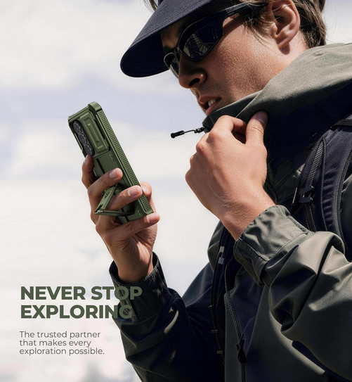 Dexnor Armor Shield  Case Samsung Galaxy S25 With Slide Camera Cover - Green