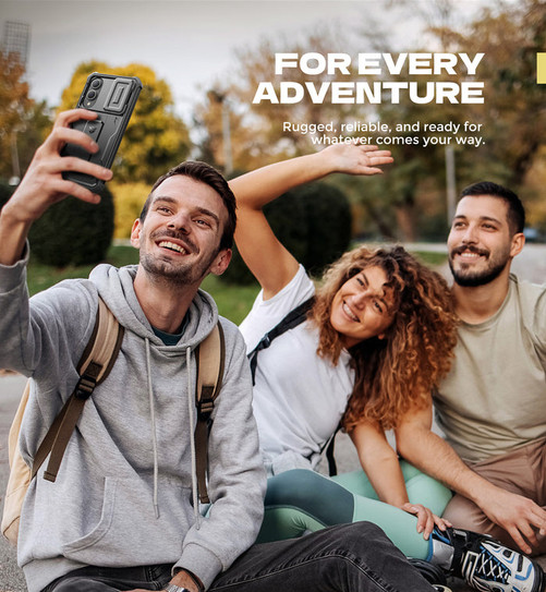 Dexnor Armor Shield Case Samsung Galaxy S25 Edge With Slide Camera Cover - Black