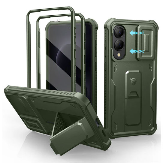 Dexnor Armor Shield Case Samsung Galaxy S25 Edge With Slide Camera Cover - Green