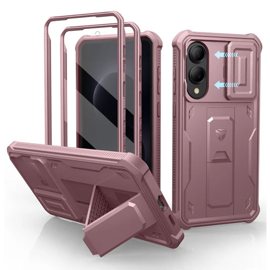 Dexnor Armor Shield Case Samsung Galaxy S25 Edge With Slide Camera Cover - Pink