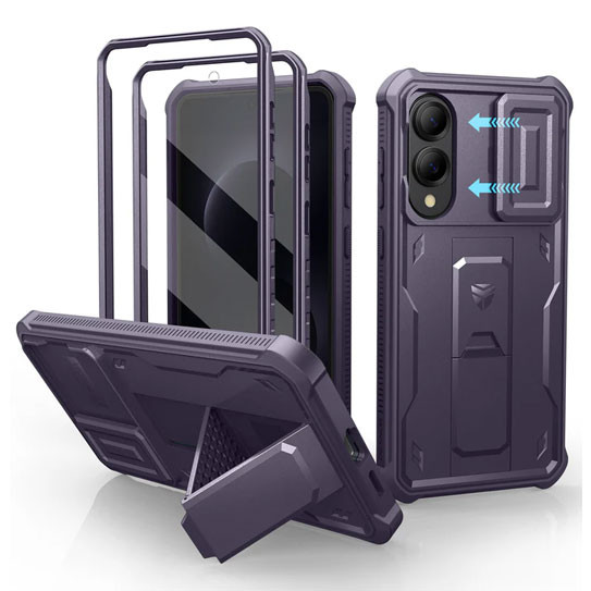 Dexnor Armor Shield Case Samsung Galaxy S25 Edge With Slide Camera Cover - Purple