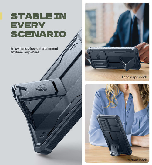 Dexnor Armor Shield Case Samsung Galaxy S25 FE With Slide Camera Cover - Blue