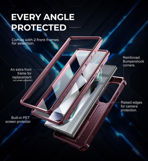 Dexnor Armor Shield MagSafe Case Samsung Galaxy S24 Ultra With Slide Camera Cover - Red