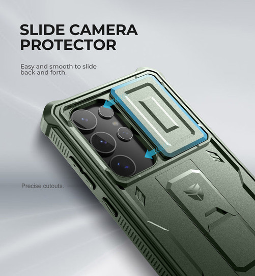 Dexnor Armor Shield Case Samsung Galaxy S24 Ultra With Slide Camera Cover - Green