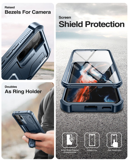 Dexnor Armor Shield Case Samsung Galaxy S22 With Screen Protector - Blue