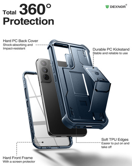 Dexnor Armor Shield Case Samsung Galaxy S21 With Screen Protector - Blue