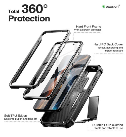 Dexnor Armor Shield Case Samsung Galaxy S21 FE With Screen Protector - Black