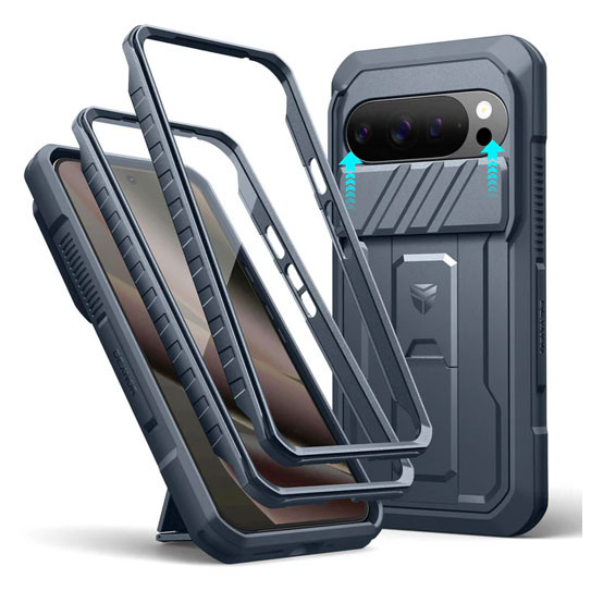 Dexnor Rugged Armor Case Google Pixel 10 Pro XL with Slide Camera Cover - Blue