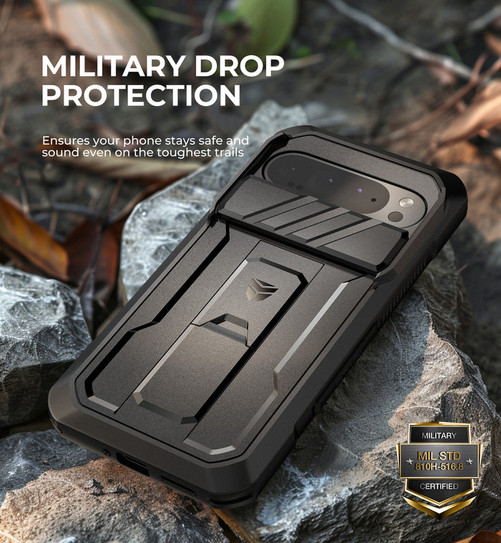 Dexnor Rugged Armor Case Google Pixel 9 Pro XL with Slide Camera Cover - Black