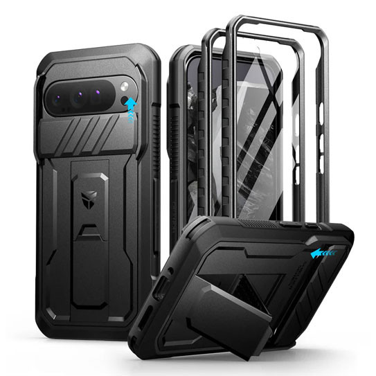 Dexnor Rugged Armor Case Google Pixel 9 Pro with Slide Camera Cover - Black