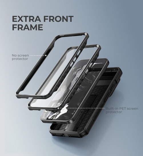 Dexnor Rugged Armor Case Google Pixel 9 Pro with Slide Camera Cover - Black