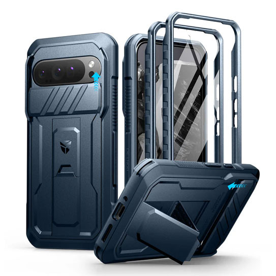 Dexnor Rugged Armor Case Google Pixel 9 Pro with Slide Camera Cover - Blue