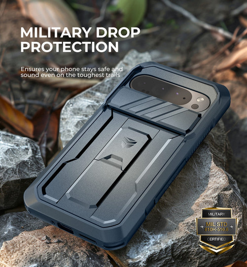 Dexnor Rugged Armor Case Google Pixel 9 Pro with Slide Camera Cover - Blue