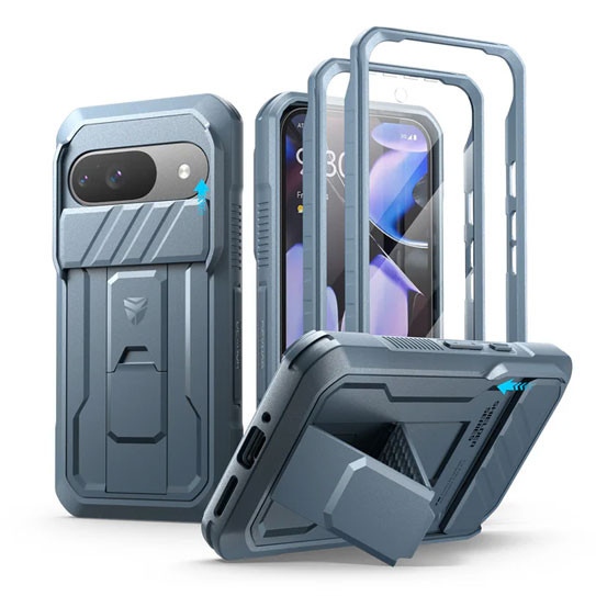 Dexnor Rugged Armor Case Google Pixel 9 with Slide Camera Cover - Blue