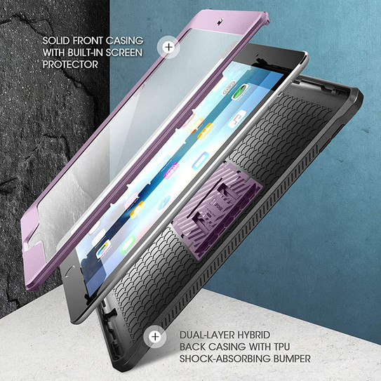 Supcase UB Pro Rugged Case iPad 10.2" 7th/8th/9th Gen with Built-in Screen Protector & Kickstand - Purple
