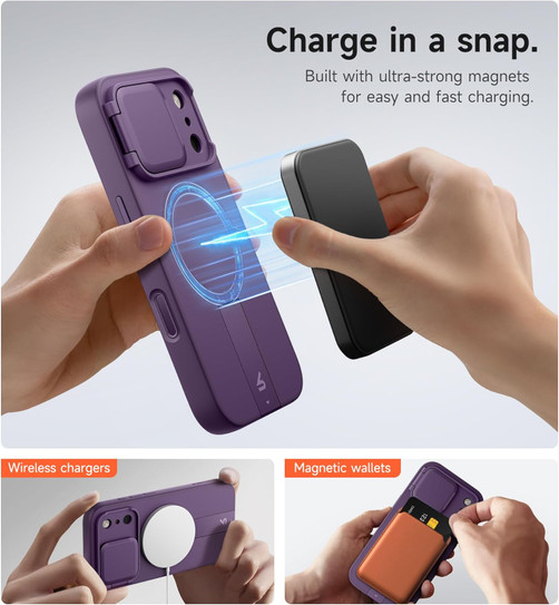 Suritch Flex Armor Case iPhone 17 Pro Max with Camera Cover and Adjustable Kickstand - Purple
