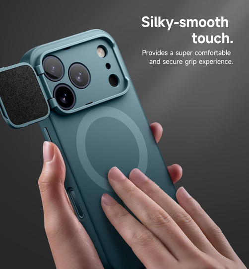 Suritch Flex Armor Case iPhone 17 Pro Max with Camera Cover and Adjustable Kickstand - Lake Green