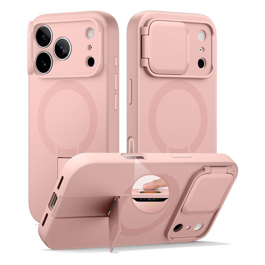 Suritch Flex Armor Case iPhone 17 Pro Max with Camera Cover and Adjustable Kickstand - Pink